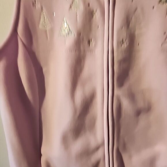Holiday Editions Pink Christmas Full Zip Fleece Cardigan Sweater Vest Large - Picture 3 of 6